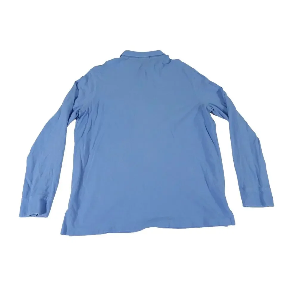 Ralph Lauren Featherweight Mesh Long Sleeve Blue Polo Shirt Men's Large